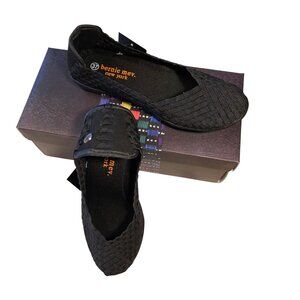 Bernie Mev Catwalk Ladies Black  Size 38 /8 Woven Flat Ballet Casual Slip On